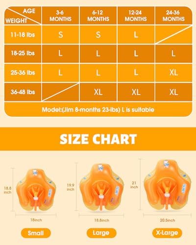 LAYCOL Baby Swimming Float Inflatable Baby Pool Float Ring with Sun Protection Canopy,add Tail no flip Over for Age of 3-36 Months