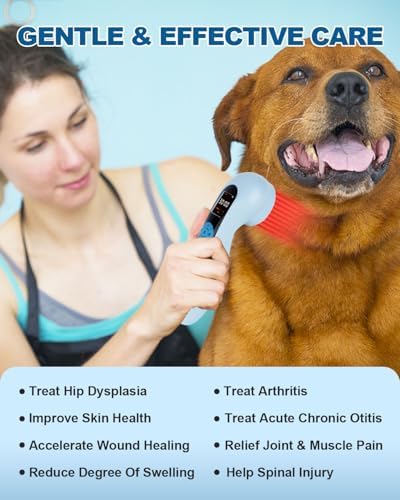 LLLT Cold Laser Therapy Device with Protective Magnetic Cover, 5*808nm & 10*650nm Human/Vet Handheld Infrared Red Light Therapy, Pet Dogs Treatment Device for Muscle Pain Relief & Improve Healing