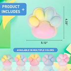 2pcs Rainbow Big 5in Squishy Cat Paw Squeeze Toys,Cute Kawaii Squishies,Fur Ball,Jelly Kitty Paw Squishy Funny for Adults Kids