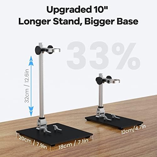 LM210 10.1'' LCD Coin Digital Microscope Full View for Error Coins, Soldering Microscope Camera for Electronics Repair, 260X Adults Coin Magnifier with Lights, [12.6'' Microscope Stand] 32G