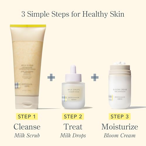 Beekman 1802 Milk Scrub Oat + Goat Milk Exfoliating Face Cleanser - Fragrance Free - With Oat Milk & Jojoba Beads - Skin Barrier & Biome Safe - Good for Sensitive Skin - Cruelty Free