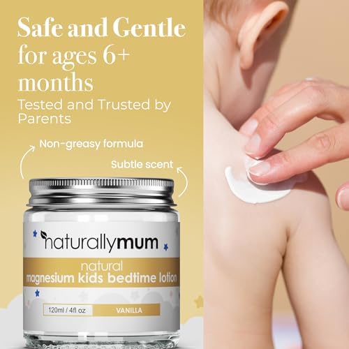 NATURALLY MUM - Magnesium Lotion for Kids & Babies [NATURAL & SAFE] - Juniors Bedtime Lotion - Magnesium Cream for Kids & Babies - Magnesium Lotion for Sleep Kids & Toddlers - Made in UK - Vanilla