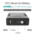 Talentcell Rechargeable 12V 6000mAh/5V 12000mAh DC Output Lithium ion Battery Pack for LED Strip and CCTV Camera, Portable Li-ion Power Bank with Charger, Black