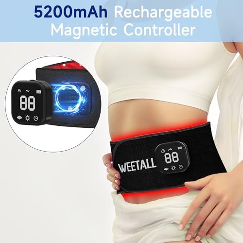 Cordless Red Light Therapy Belt: Portable Wireless Infrared Light Wrap Vibration Massage Belt with Heat for Back, Waist, Shoulder Pain Relief, Gifts for Women at Home