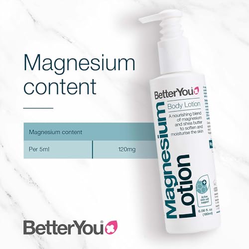 BetterYou Magnesium Body Lotion - Body Cream with Magnesium And Shea Butter - Softens Skin, Relaxes Muscles - Nourishing And Lightweight - 6.08 oz