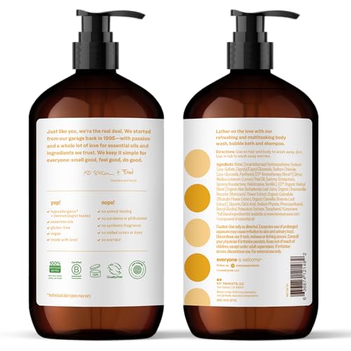 Everyone 3-in-1 Soap, Body Wash, Bubble Bath, Shampoo, 32 Ounce (Pack of 2), Coconut and Lemon, made with Essential Oils for Men and Women