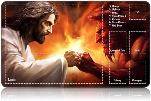 for MTG Game Playmat, for Magic TCG Rubber Play mat,Tabletop Card Playmats with Smooth Surface,Trading Card Inked Game Mat with Zones,Battle Game,God Battles