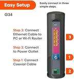 ARRIS (G34) - Cable Modem Router Combo - Fast DOCSIS 3.1 Gigabit WiFi 6 (AX3000), Approved for Comcast Xfinity, Cox, Spectrum & More, 1 Gbps Max Internet Speeds