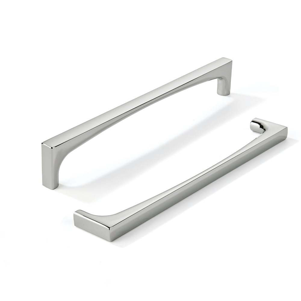 khtumeware 10 Pack Solid Handles 8-Inch(203mm) Polished Nickel Cabinet Pulls,Heavy Duty for Kitchen Cabinets, Cupboards, Drawers and Bathroom Hardware