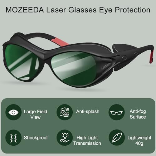 mozeeda Red Light Therapy Glasses, Eyes Protection Tanning Goggles for IPL Laser Safety, 190nm-450&560-2000nm Protective Laser Glasses for Cosmetology Operators