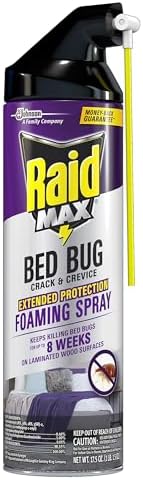 Raid Max Bed Bug Crack & Crevice Extended Protection Foaming Spray, Kills Bed Bugs for up to 8 weeks on Laminated Woods and Surfaces, 17.5 oz