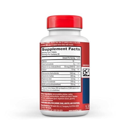Move Free Advanced Glucosamine Chondroitin MSM + Vitamin D3 Joint Support Supplement, Supports Mobility Comfort Strength Flexibility & Bone + Immune Health - Tablet, 3x120ct Bottles (120 servings)*