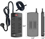 Surge Protector Power Strip - Nuetsa Flat Plug Extension Cord with 8 Outlets and 4 USB Ports, 6 Feet Power Cord (1625W/13A), 2700 Joules, ETL Listed, Black