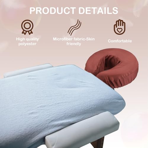 Macarrie 24 Pcs Face Cradle Covers for Massage Table Microfiber Reusable Soft Thicker Massage Table Head Rest Covers Bulk Oil Proof Headrest Cradle Sheets for Spa Beauty Salons(Brown)