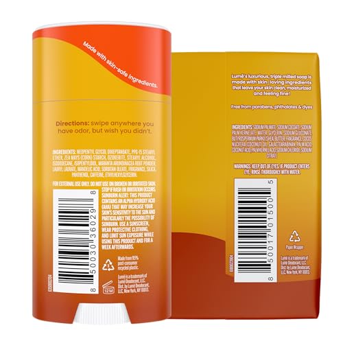 Lume Whole Body Deodorant And Soap - 2.6 Ounce Smooth Solid Stick With 72 Hour Odor Control (Pack of 2) and 5 Ounce Triple Milled Soap (Pack of 2) - Aluminum and Baking Soda Free (Toasted Coconut)
