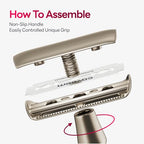 Double-Edge Safety Razor, Single-Blade Razors with 5 Stainless Steel Razor Blades for Men and Women, Reusable Metal Razor – Champagne Matt