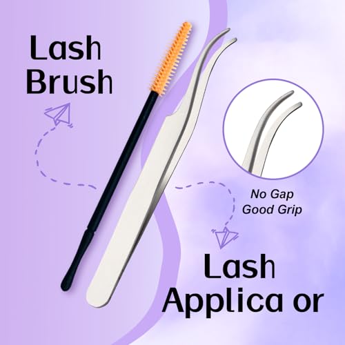 WENDY Lash Extension Kit Lash Clusters Kit D Curl Cluster Lashes 40D+3D Effect Individual Lashes with Lash Bond and Seal Lash Applicator Lash Glue Remover Brush Eyelash Clusters(40/3DP-D Kit,16-20mm)