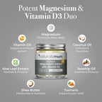 Magnesium Cream with Vitamin D3 [4 Fl Oz] - Magnesium Calm Cream and Vitamin D Lotion - Magnesium D3 Cream - Calming Cream Magnesium and Vitamin D - Turmeric & Arnica Cream - Unscented