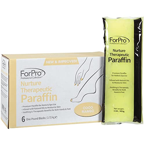 ForPro Professional Collection Nurture Paraffin Wax Refill, Coco Mango, Six 1-Pound Paraffin Blocks, Non-Greasy, Moisturizing for Soft & Healthy Skin, Coconut Mango, 6 Lbs