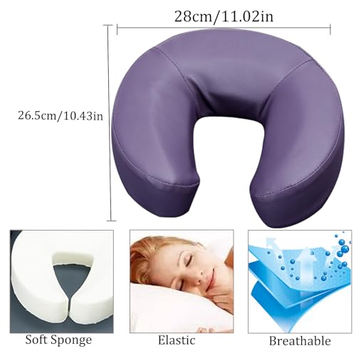 HOINCO Massage Face Cradle Cushion Universal Headrest Face Rest Neck Head Cushion for Massage Chairs Spa Bed(Purple)