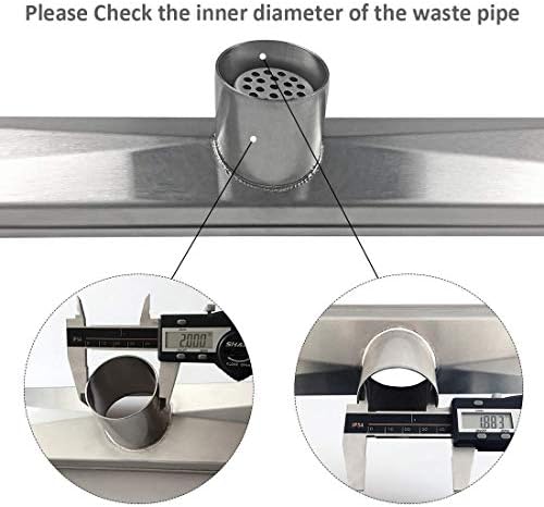 Neodrain 24-Inch Linear Shower Drain with Quadrato Pattern Grate,Brushed 304 Stainless Steel Rectangle Shower Floor Drain,Linear Drain with Leveling Feet,Hair Strainer
