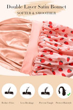Double Layer Satin Bonnet with Tie Satin Lined Sleep Cap Hair Cover for Women's Curly Natural Hair