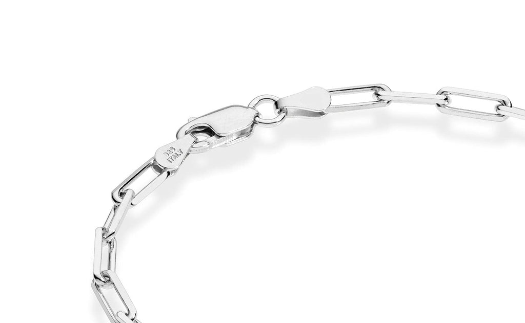 Miabella Solid 925 Sterling Silver Italian 3mm Paperclip Link Chain Bracelet for Women Men, Made in Italy (Length 7.5 Inches)