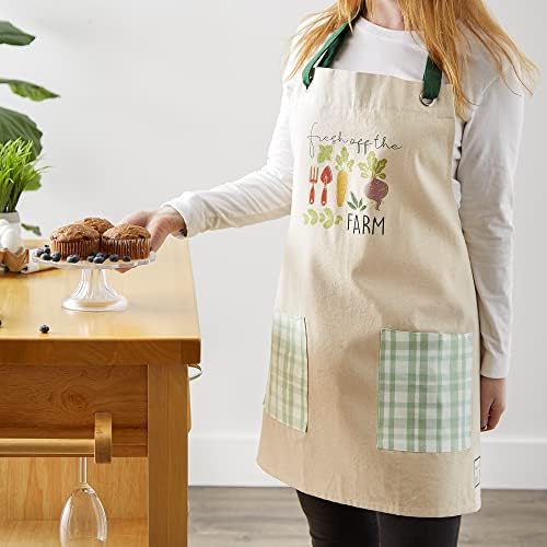 DII Women's Pantry Style Apron Collection Large Pockets, Adjustable with Long Waist Ties
