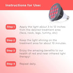 Hooga Red Light Therapy, Red and Near Infrared Wavelengths, Dual Chip 12 LEDs for Skin, Pain Relief, Anti Aging, Muscle Recovery, Performance, Energy. Handheld, Power Cord Included. HG24.