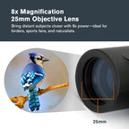 Celestron - Outland X 8x25 Binoculars – Ideal for Birding and Outdoors – 25mm Objective Lenses – Wide 8.2° Field of View – BaK-4 Prisms – Multi-Coated – Waterproof and Fogproof