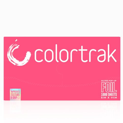 Colortrak Embossed Sheets Silver Aluminum Foil Pop-up Dispenser, 8 Boxes (8000 Pre-cut Sheets) Non-slip Textured Silver 5 x 11 Sheets for Hair Foil Coloring and Highlighting Sheet Applications