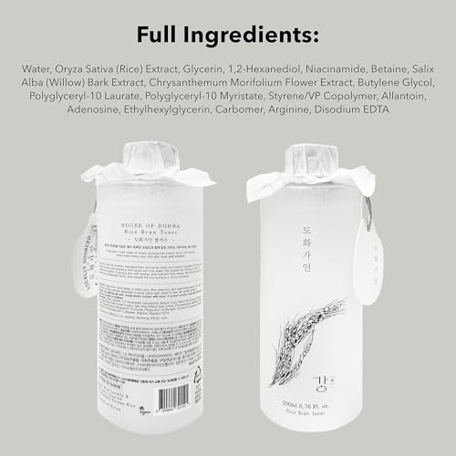 Gentle Rice Bran Toner Korean for Face (Tone, Rejuvenate & Moisturize) - Hydrating Vegan with Hyaluronic Acid - Rice Bran Extract (6.76 Fl oz)