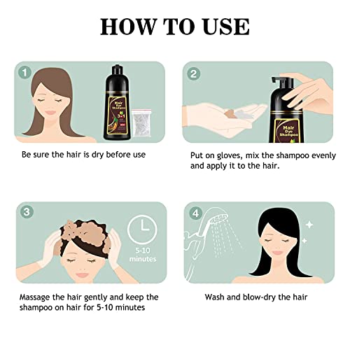 Instant Wine Red Hair Coloring for Women and Men - 3 in 1 Herbal Hair Dye Shampoo with 100% Gray Coverage in Minutes, 500ml, 16.9 Fl Oz