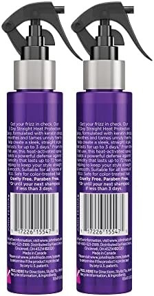 John Frieda Frizz Ease 3 Day Straight Heat Protection Spray, Keeps Hair Straight and Frizz-Free for 3 Days, Keratin-Infused Flat Iron & Styling Spray for a Smooth, Sleek Finish, 3.5 Oz, Pack of 2