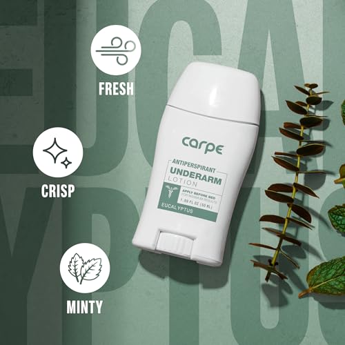 Carpe Underarm Antiperspirant and Deodorant, Clinical strength with all-natural Eucalyptus scent, Combat excessive sweating, Stay fresh and dry, Great for hyperhidrosis