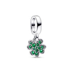 Pandora Four Leaf Clover Dangle Charm - Gift for Her - Sterling Silver with Man-Made Crystals - with Present Box