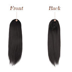 FESHFEN Straight Ponytail Extensions Long Drawstring Natural Synthetic Pony Tail Hair Pieces Clip in Ponytails Hairpieces for Women, Black Brown 14 inch