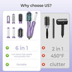 6 in 1 Blow Dryer Brush, Detachable Hair Dryer Brush Air Curler Air Styler Wrap, Curly Twist Hot Air BrushCurling Iron Brush, Blow Dryer Hot Brush Styler Negative Ion, Travel Hair Styling Tool