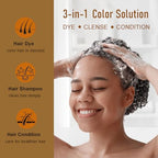 Fvquhvo Red Hair Dye Shampoo 3 in 1, Argan Oil Instant Hair Color Shampoo, Long Lasting Red Hair Shampoo, Semi-Permanent Red Hair Dye, Shampoo Hair Dye Easy to Use (Red Wine)