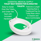 Essential Medical Supply Toilet Seat Riser for Elongated Bowl with 3.5" Rise - 19 x 14 x 3.5 Inch, Elevating and Raising Toilet Seat for Seniors, Adults and The Elderly with 300lb Weight Capacity