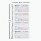 Adams Receipt Book - 300 Sets per Book, for Money and Rent - 2-Part Carbonless - 5-1/4" X 11" - Spiral Bound Receipt Book with Carbon Copies - 4 Receipts Per Page - 3 Pack