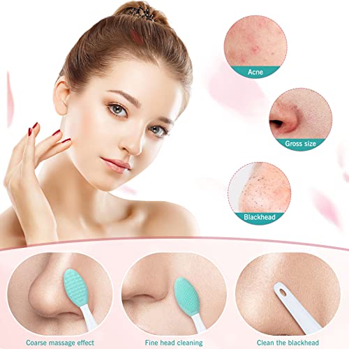 Patelai 24 Pcs Silicone Exfoliating Lip Brush with Container, Double Sided Silicone Lip Scrubber Soft Cleaning Brush Face Cleaning Applicator for Plump Smoother Lip Appearance(Pink, Green, Purple)