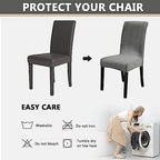 OQHAIR Velvet Dining Room Chair Covers Set of 4 Stretch Velvet Dining Chair Protector Armless Chair Cover for Dining Room Kitchen -Wine red-Set of 8