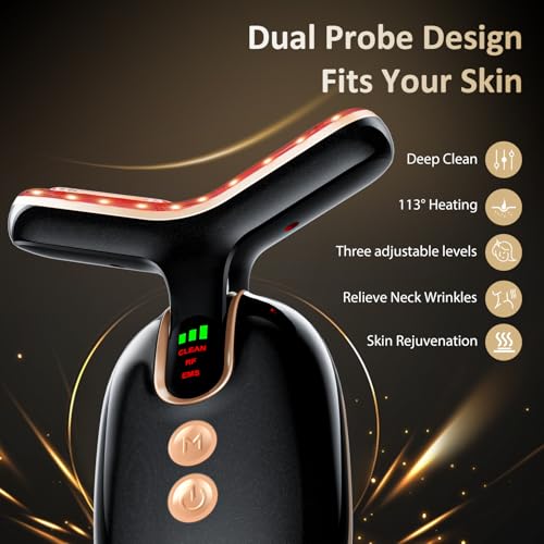Facial Massager Red-Light-Therapy-for-Face, Neck Skin - Face S culpting Wand Tool, L E D Facial Beauty Device Portable at-Home Face Tool for Skin Care