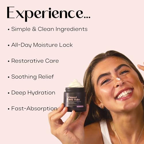Beef Tallow for Skin (Unscented 4 oz) - Whipped Tallow Balm for Face and Body - Natural Moisturizer for Sensitive Dry Skin - Handmade Body Butter Lotion - 100% Grass-Fed - Gentle Skincare