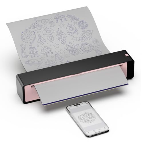 Wormhole Tattoo Stencil Printer, Bluetooth Tattoo Printer Portable Stencil Printer for tattooing Thermal Tattoo Printer Machine with 2500mAh Battery Support Smartphones & PC Pink