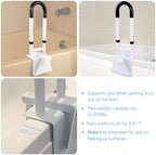 Adjustable Bathtub Grab Bars for Seniors, Tub Handle Grab Bar for Elderly Bath Support, Bathtub Safety Rail, Height and Width Adjustable