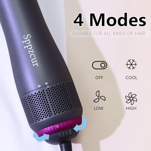 Hair Blow Dryer Brush 4-in-1, Blowout Brush，Negative Ion Detachable Hair Dryer with Diffuser，Hot Air Brush, with Straightener Brush for Women，Hair Salon at Home