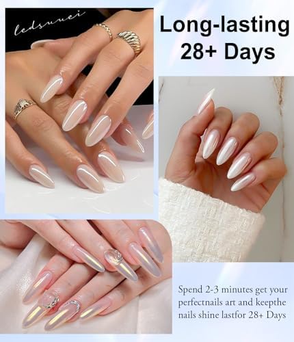 Pearl Chrome Nail Powder -【0.8g Super Pearl Effect】 Chrome Powder for Nails Iridescent Aurora Mermaid White Pearl Chrome Nail Powder for Nails Art DIY