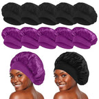 KEPUWAY 10 Pcs Bonnet, Superior Satin Bonnet with Elastic Wide Band, Silk Hair Bonnet for Sleeping Women Men curly Dreadlock Braid Hair
